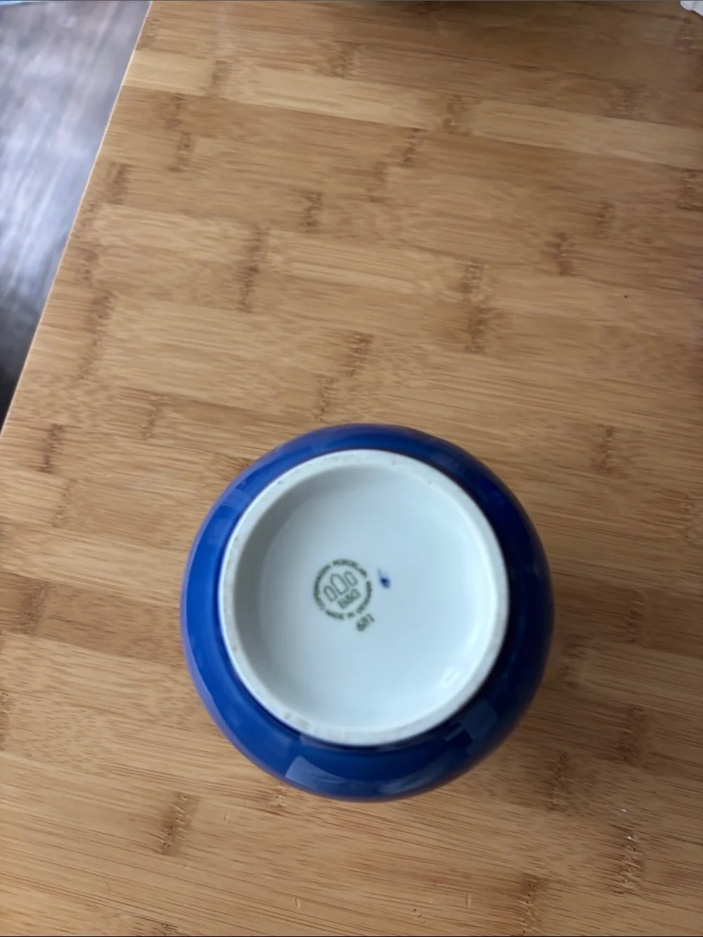 Cobalt Blue Porcelain Bud Vase with Maker’s Mark Made in Denmark 5 in tall